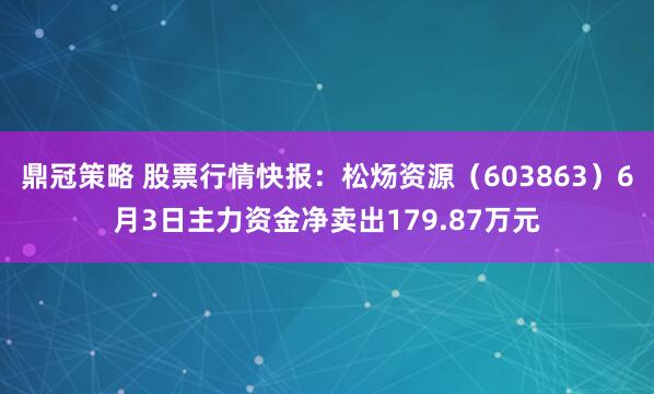 鼎冠策略 股票行情快报：松炀资源（603863）6月3日主力资金净卖出179.87万元