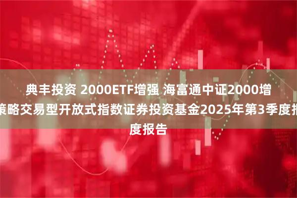 典丰投资 2000ETF增强 海富通中证2000增强策略交易型开放式指数证券投资基金2025年第3季度报告